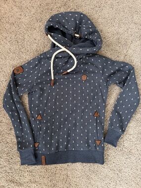 Naketano Navy Hooded Pullover with Anchor Print